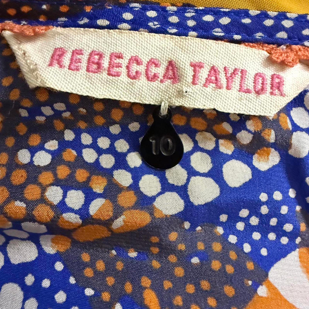 Rebecca Taylor Blue and Orange Butterfly Print Dress