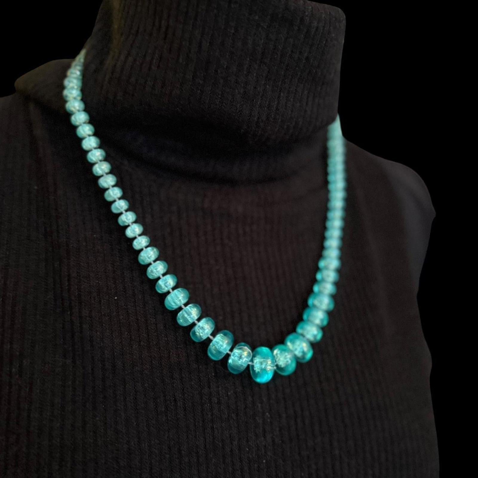 Aqua Blue Graduated Bead Necklace