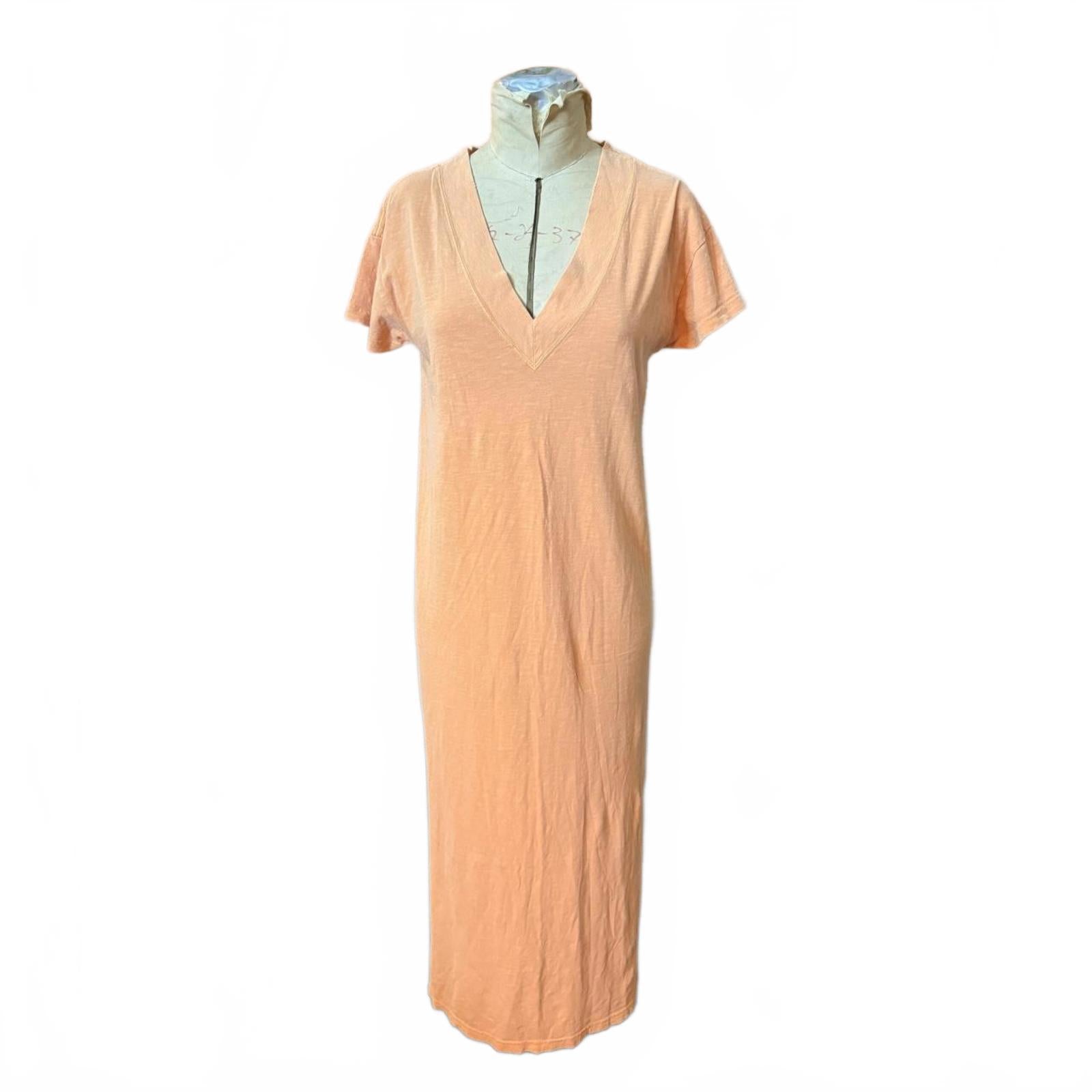 Aerie Peach V-Neck Midi Dress