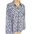 Michael Kors Blue and White Snakeskin Pattern Blouse