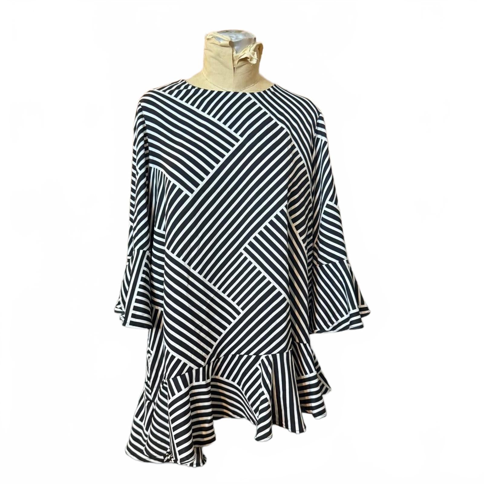 Jessica London Black and White Striped Dress Size 12