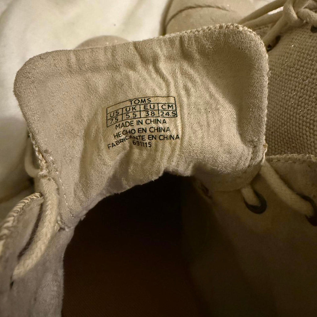 TOMS Women's Beige Canvas Wedge Ankle Boots