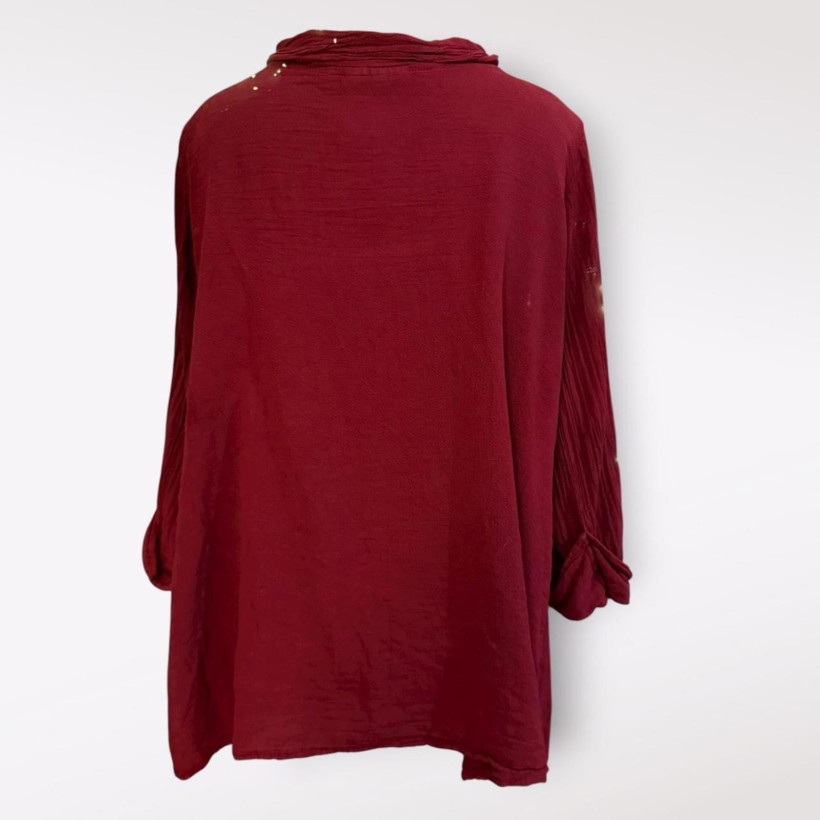 Cottonways Burgundy Button Up Linen Cardigan