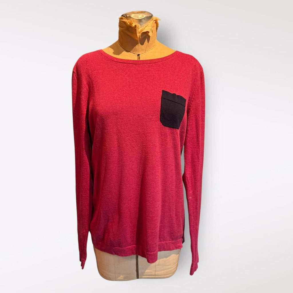 G.H. Bass & Co. Long Sleeve Cotton Sweater with Black Pocket