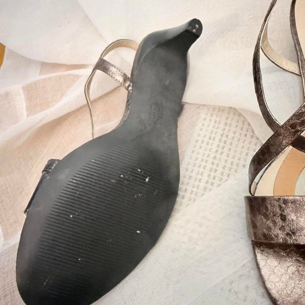 Franco Sarto Metallic Leather Sandals Size