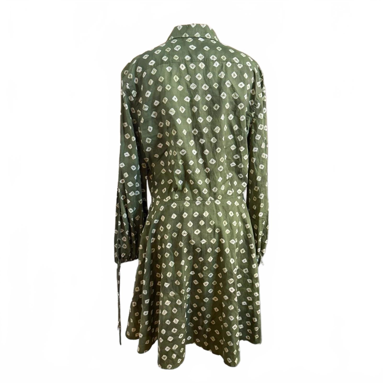 Polo Ralph Lauren Olive Green Printed Long Sleeve Dress