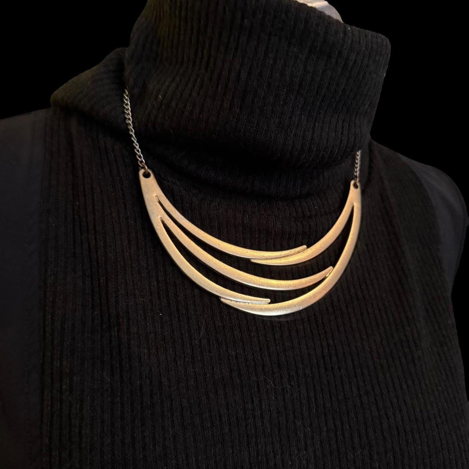 Gold Tone Crescent Design Necklace