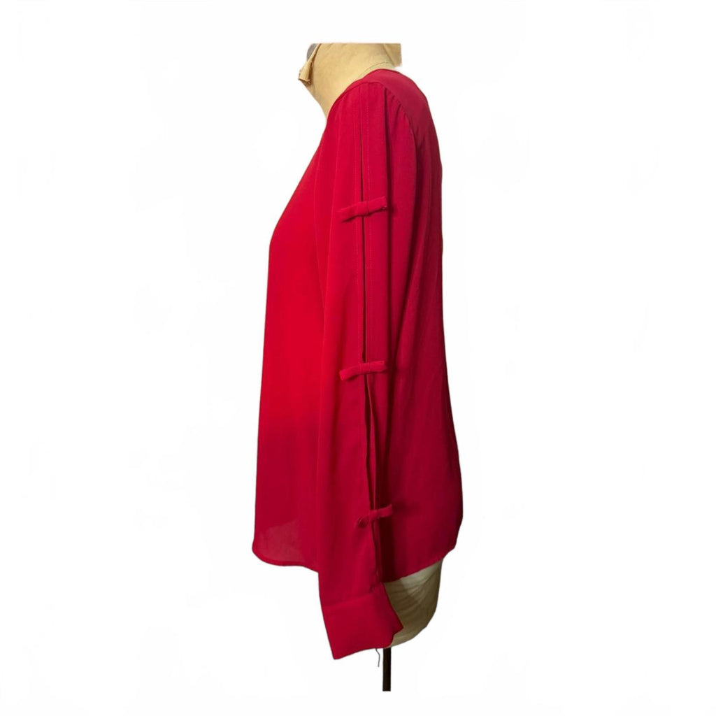 CeCe Red Long Sleeve Blouse Size M