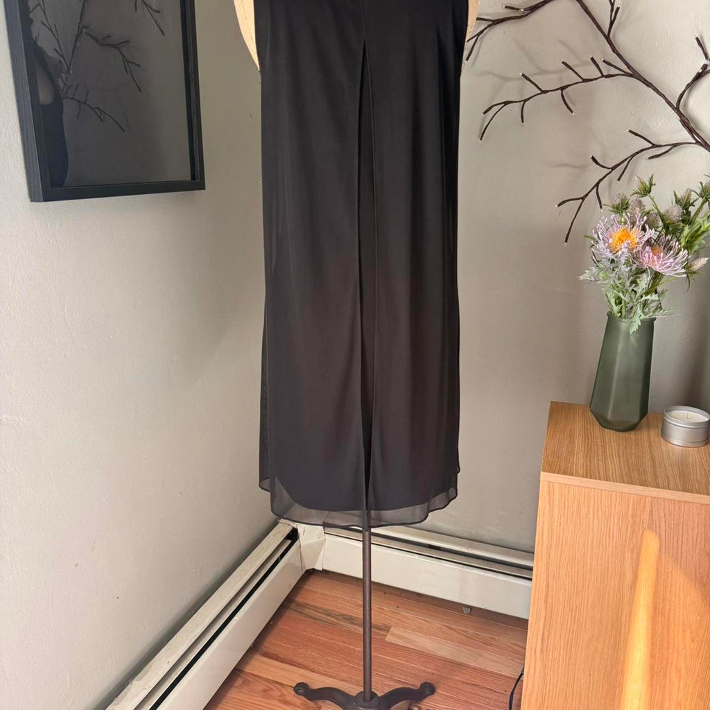 Black Dress With Sheer Overlay