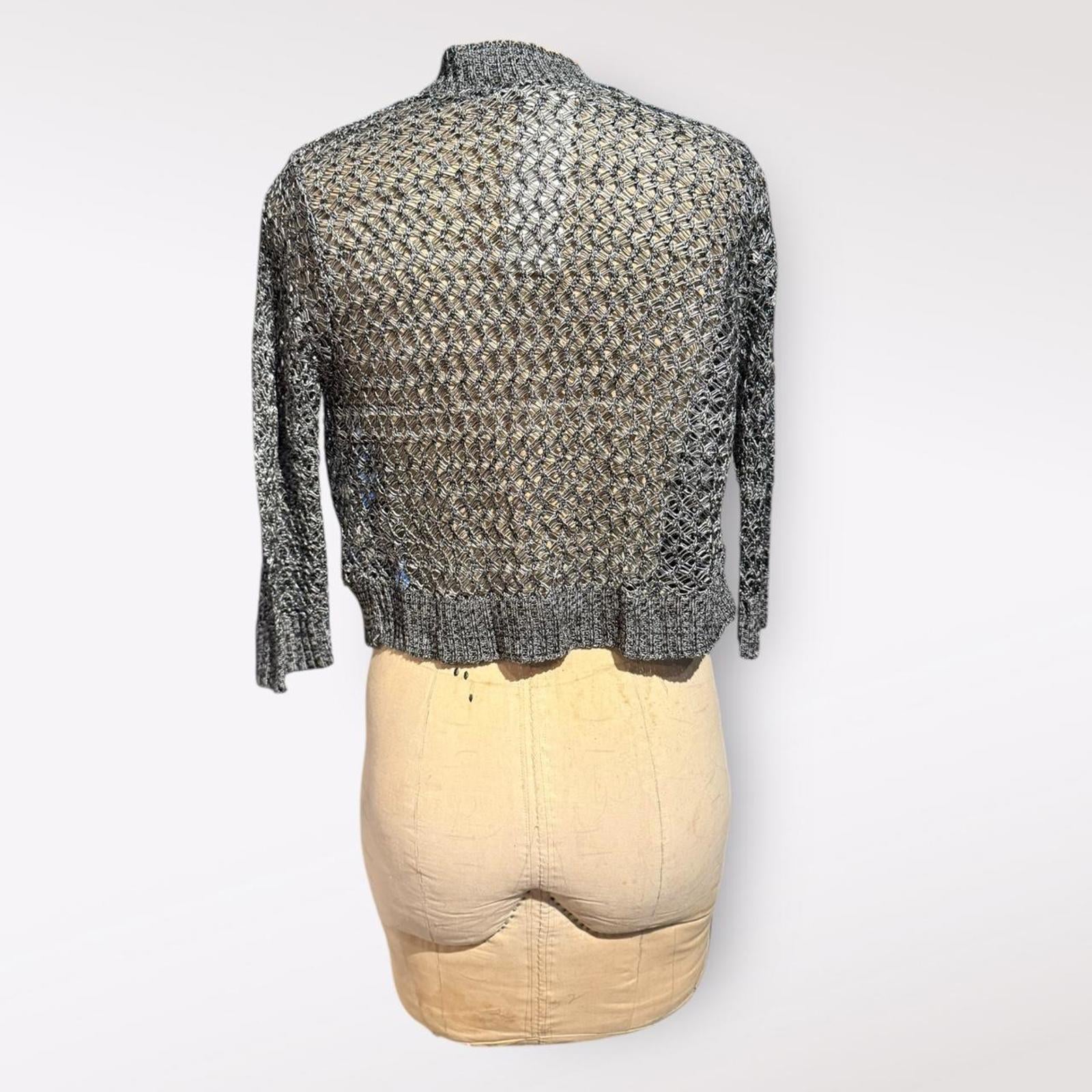 Pinque Open Front Crocheted Cardigan Shrug Sweater