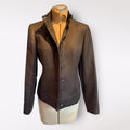 Lafayette 148 Women's Brown Tweed Button-Up Jacket with Stand Collar