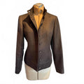 Lafayette 148 Women's Brown Tweed Button-Up Jacket with Stand Collar