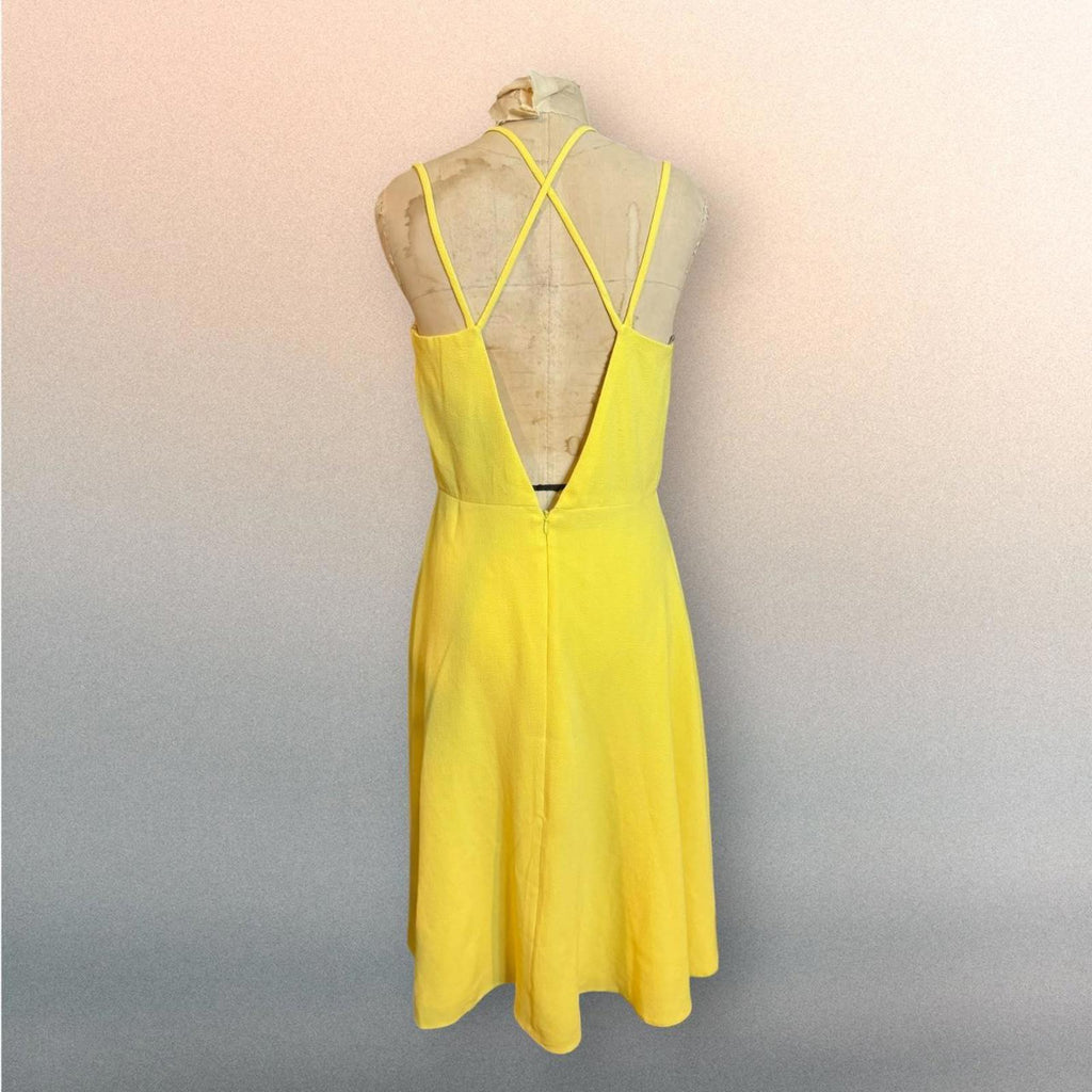 ASOS Yellow A-line Midi Dress Size 8