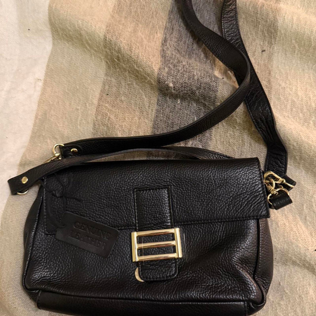 Divina Firenze Black Leather Crossbody Bag