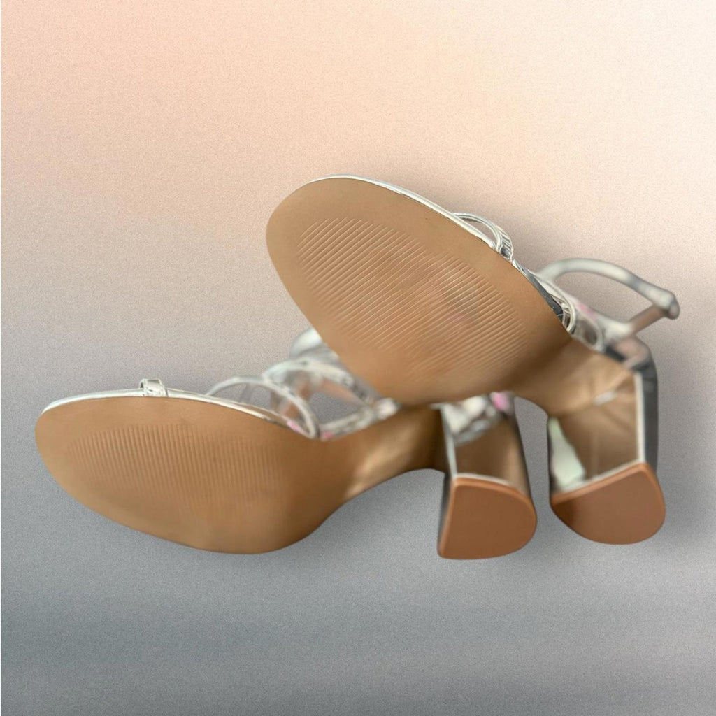 Betsey Johnson Silver Strappy Sandals Size US 9