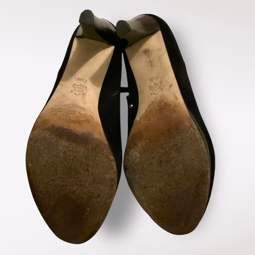 Via Spiga Black Suede Ankle Boots with Side Zipper