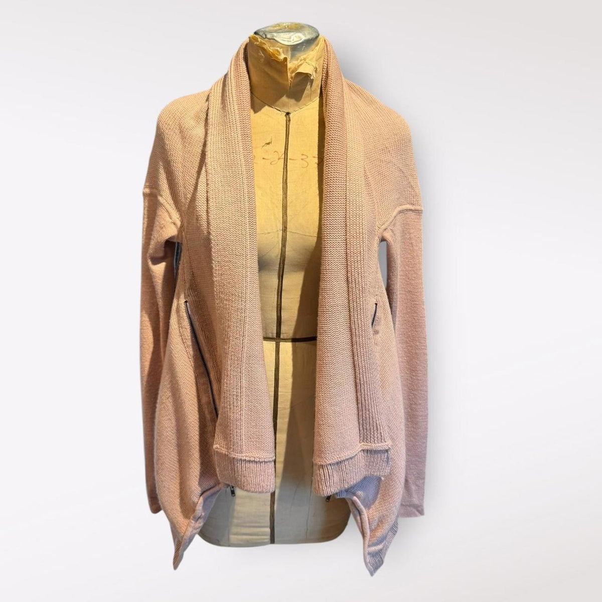 Light Pink Open Front Knit Cardigan Sweater