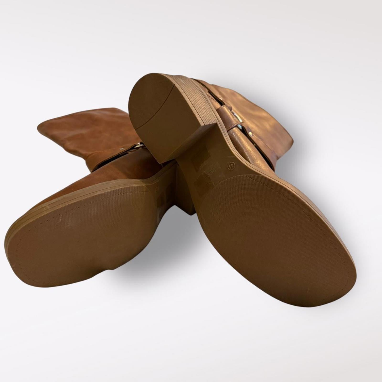 Brown Mid-Calf Harness Boots