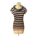 Poof! For The Planet Brown and Black Striped Cowl Neck Sweater Size M