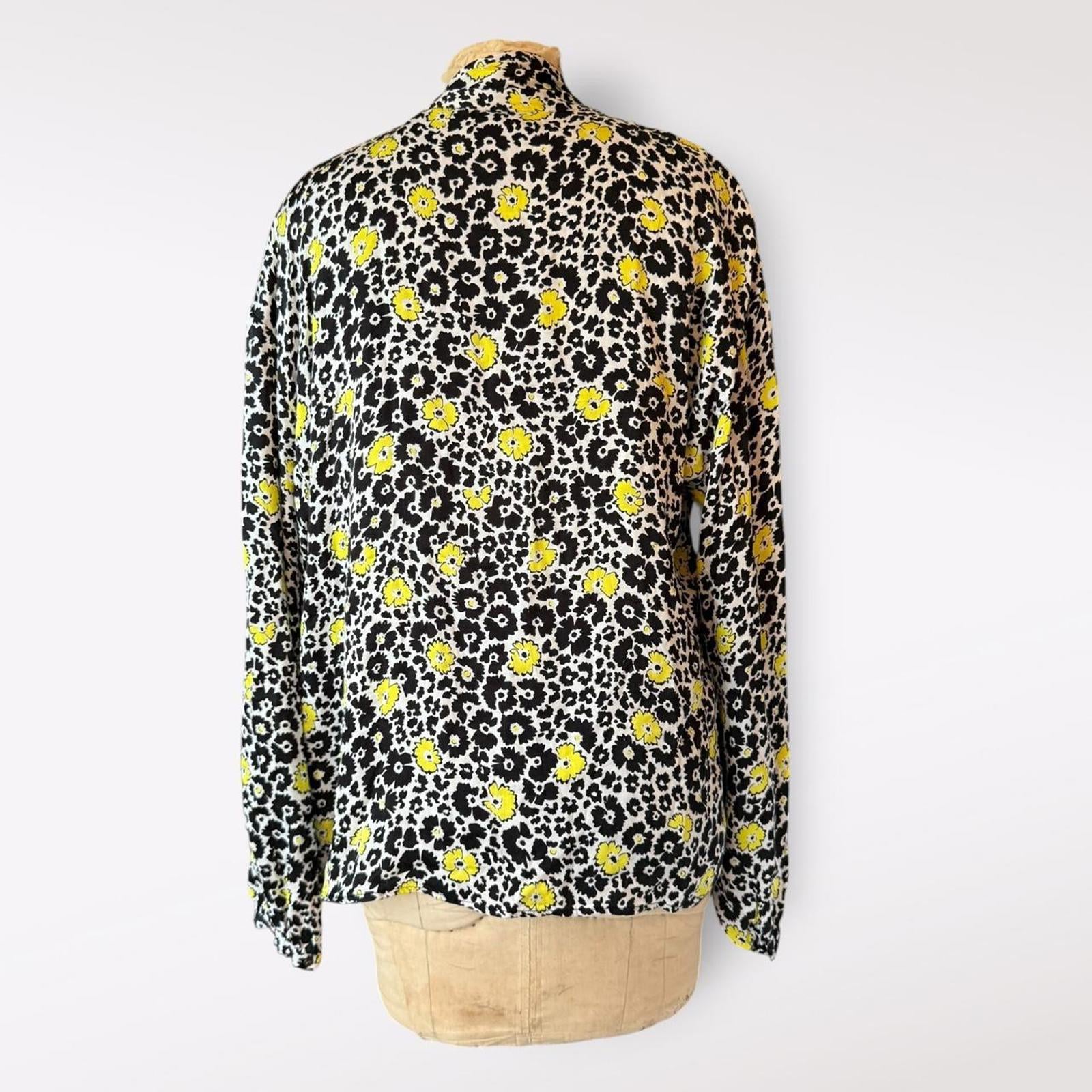 The Kooples Yellow and Black Leopard Print Blouse