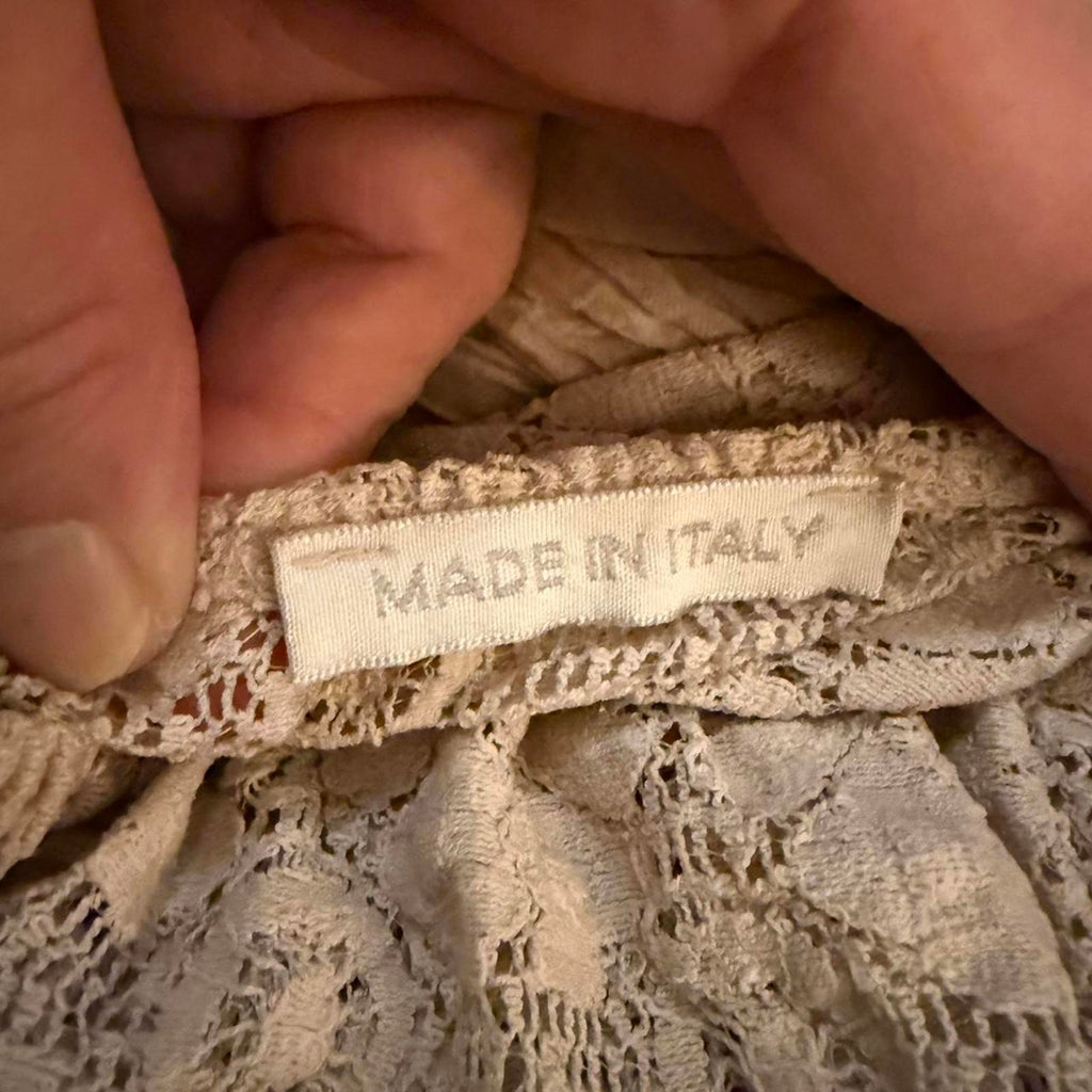 Made in Italy Cream Lace and Tassel Boho Top