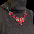 Red and Silver Tone Statement Necklace