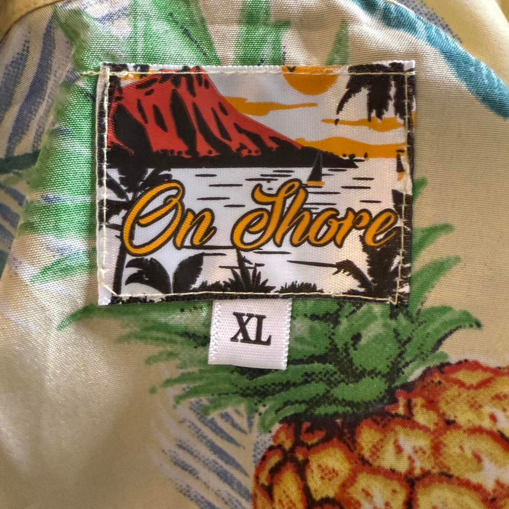 On Shore Yellow and Green Hawaiian Shirt with Pineapples