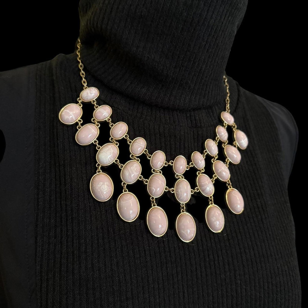 Pink and Gold Tone Statement Necklace