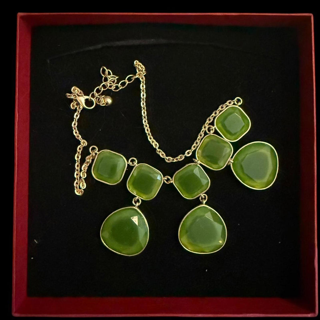 Green Stone Bib Necklace
