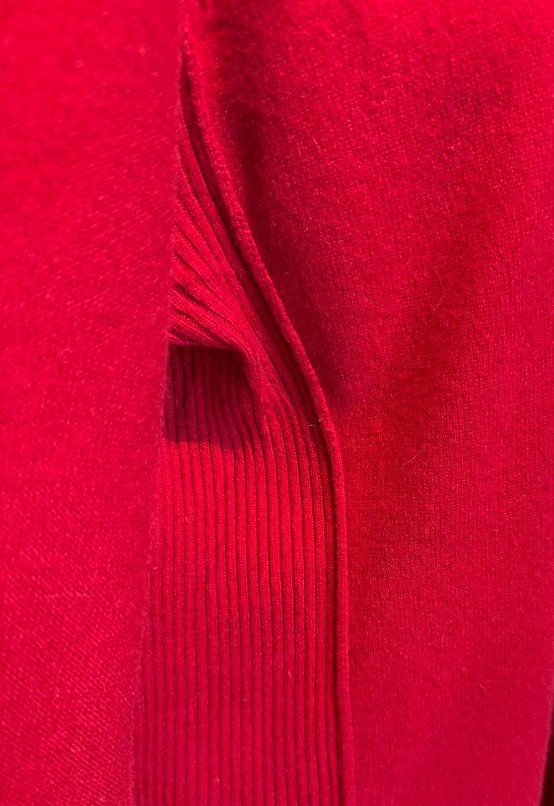 Red Hooded Pullover Sweater with Front Pocket