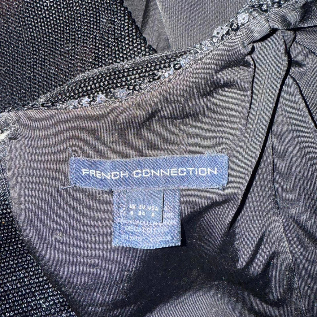 French Connection Black Sequin Cap Sleeve Dress