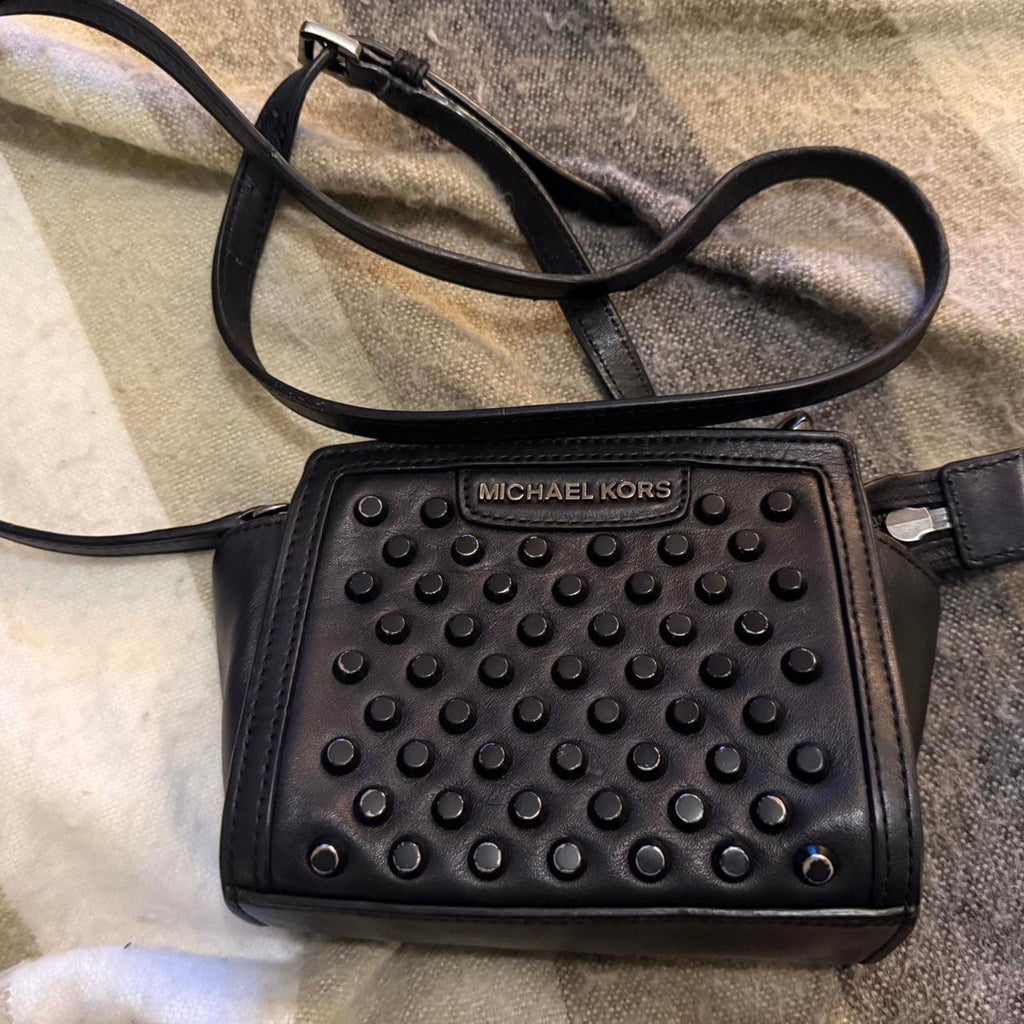Michael Kors Black Crossbody Purse with Metal Studs