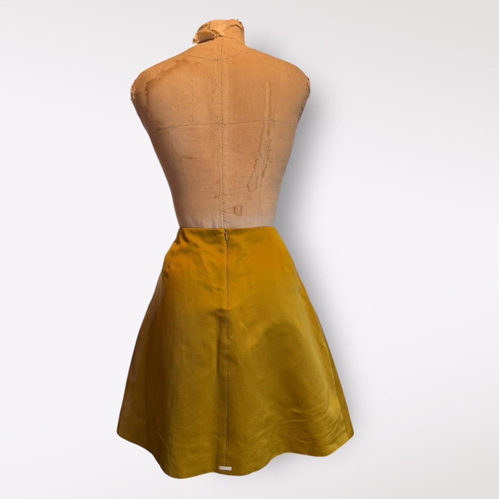 MaxMara Mustard Yellow Pleated A-Line Skirt