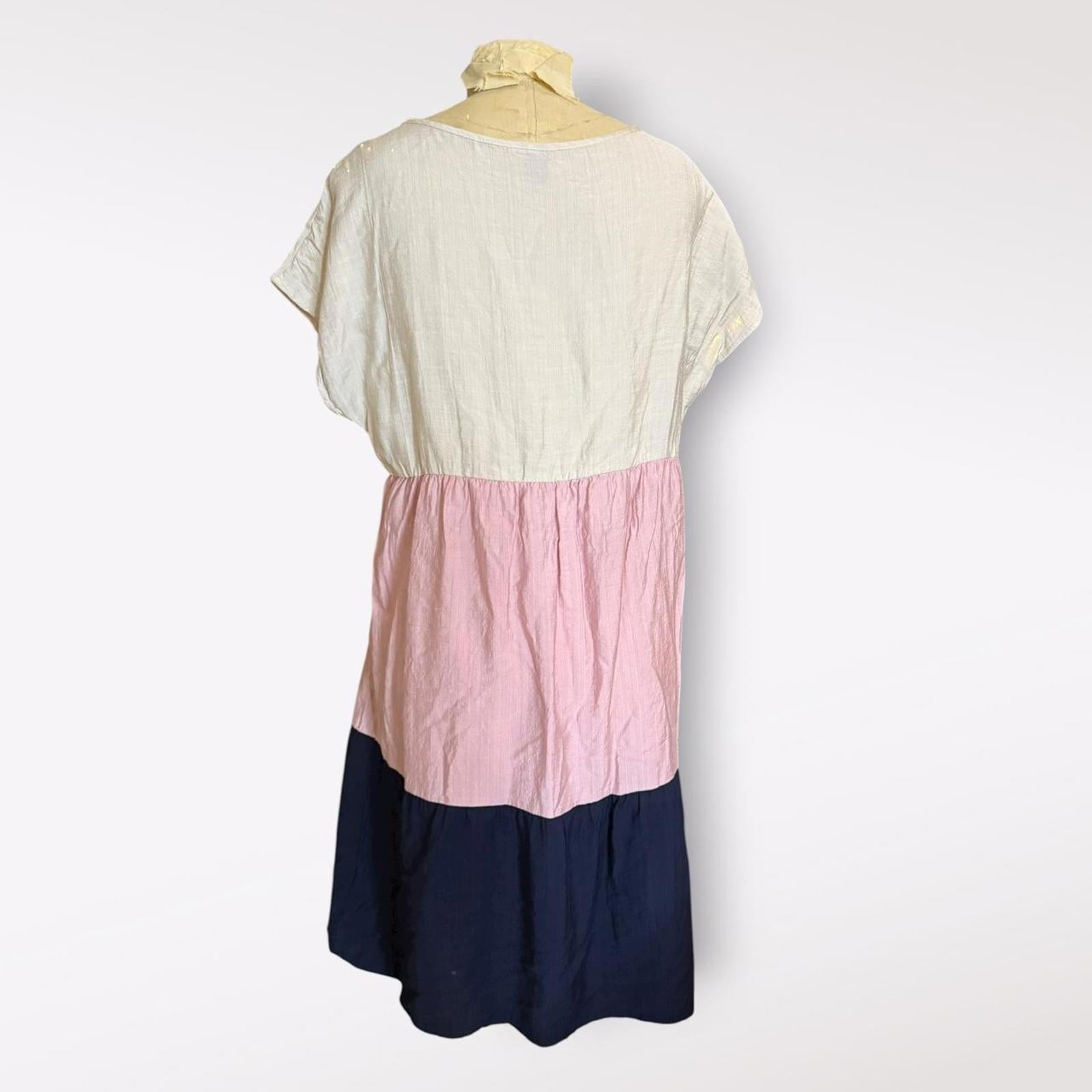 Emery Rose Women's White, Blue, and Pink Dress