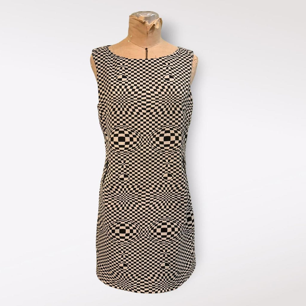 Misaky Black and White Op Art Mini Dress