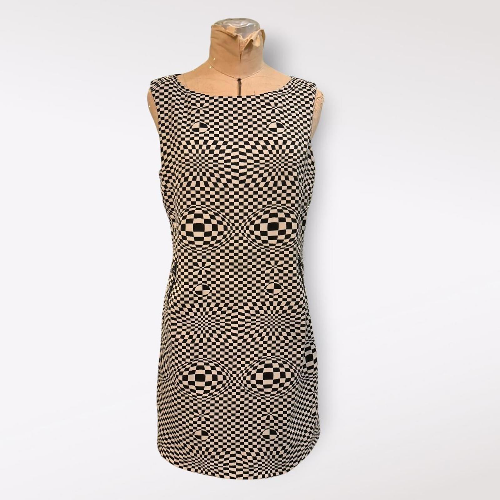 Misaky Black and White Op Art Mini Dress