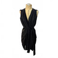 L'Agence Black Striped Velvet Wrap Dress Size S