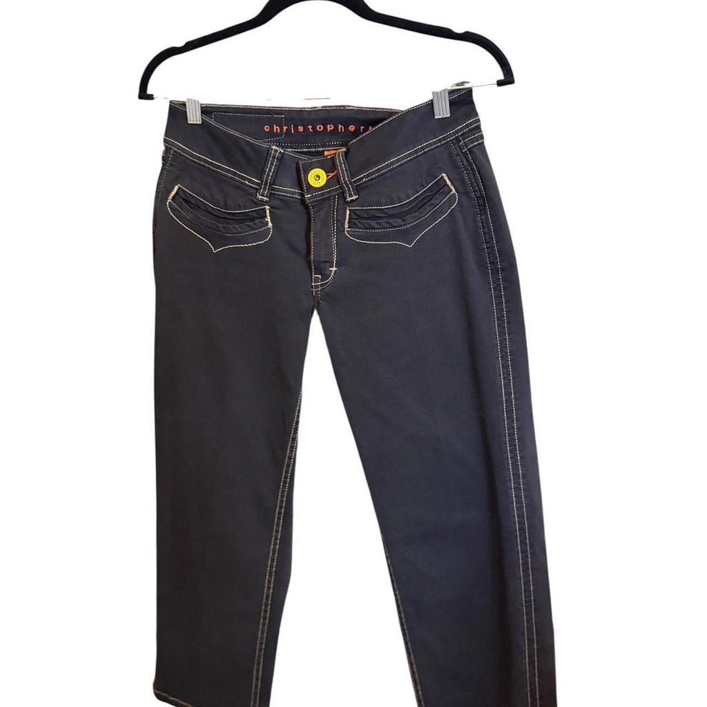 Christopher Kane Black Low-Rise Bootcut Jeans Size 8P