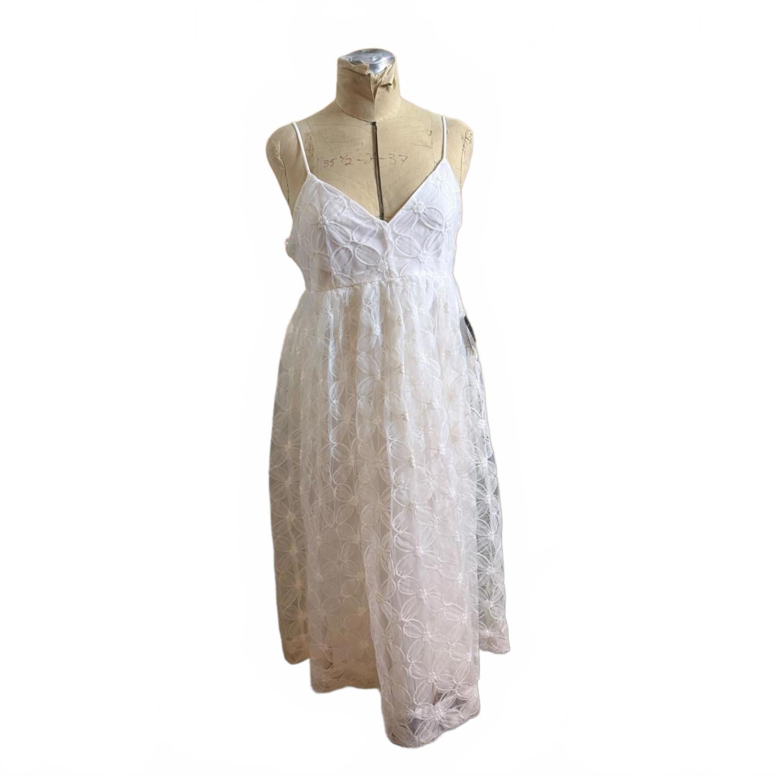 Lulus White Lace Midi Dress Size M