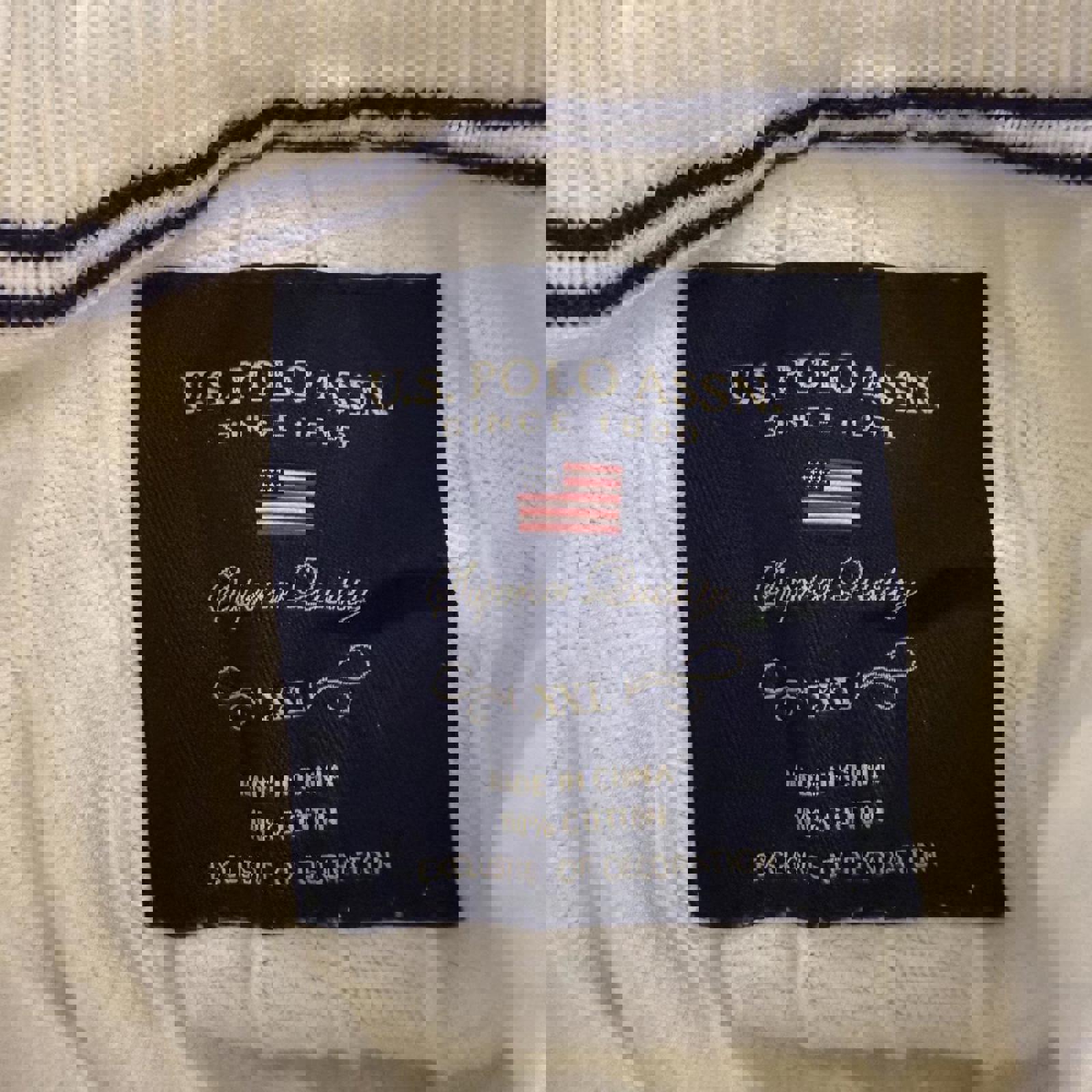 U.S. Polo Assn. White Cable Knit 1/4 Zip Sweater