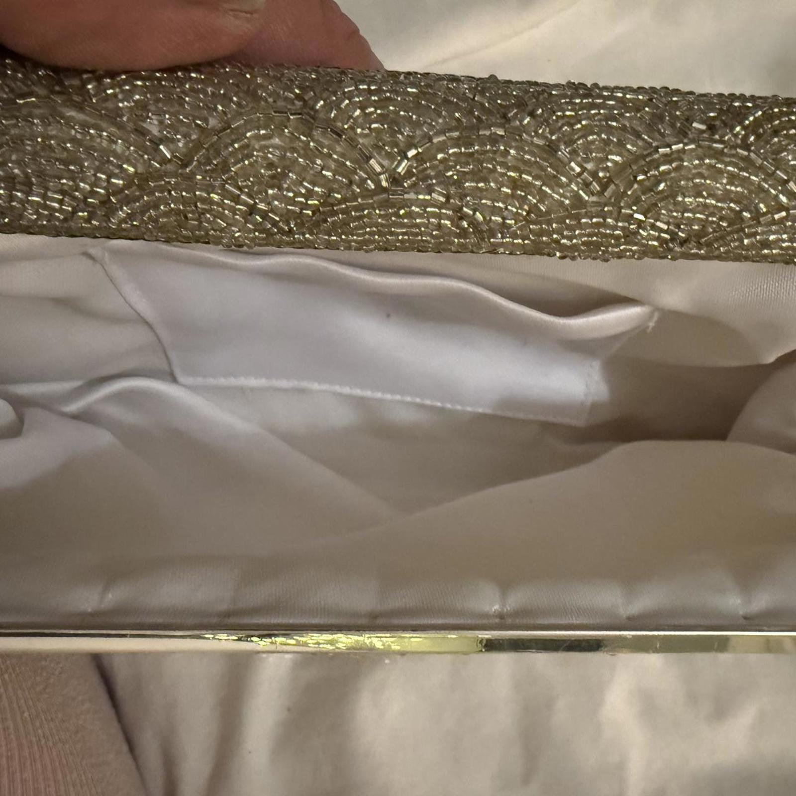 Silver Beaded Clutch Bag