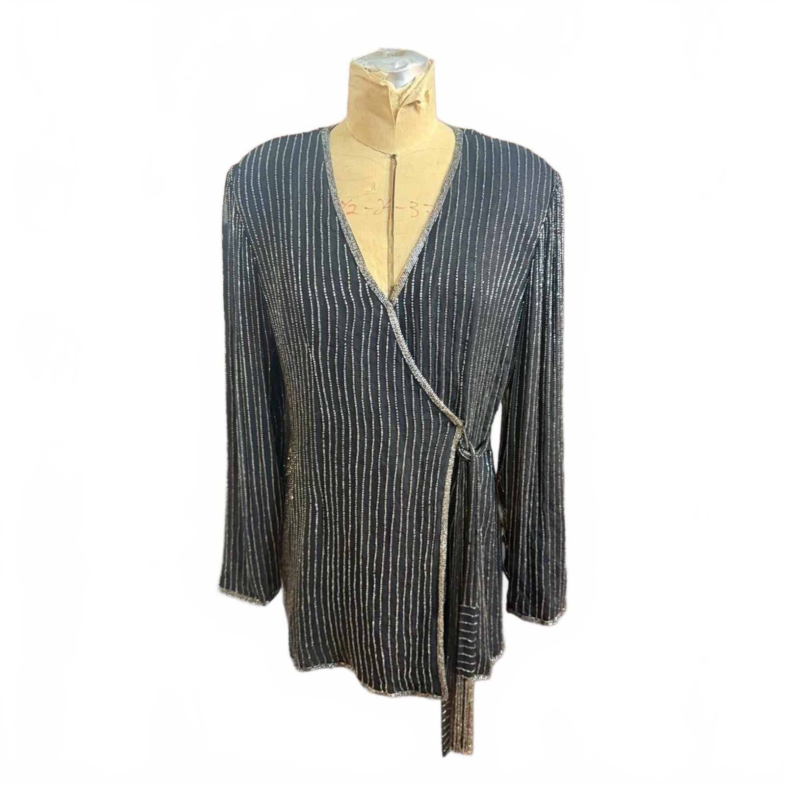 Adrianna Papell Beaded Wrap Top