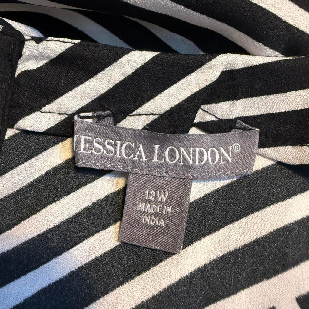 Jessica London Black and White Striped Dress Size 12