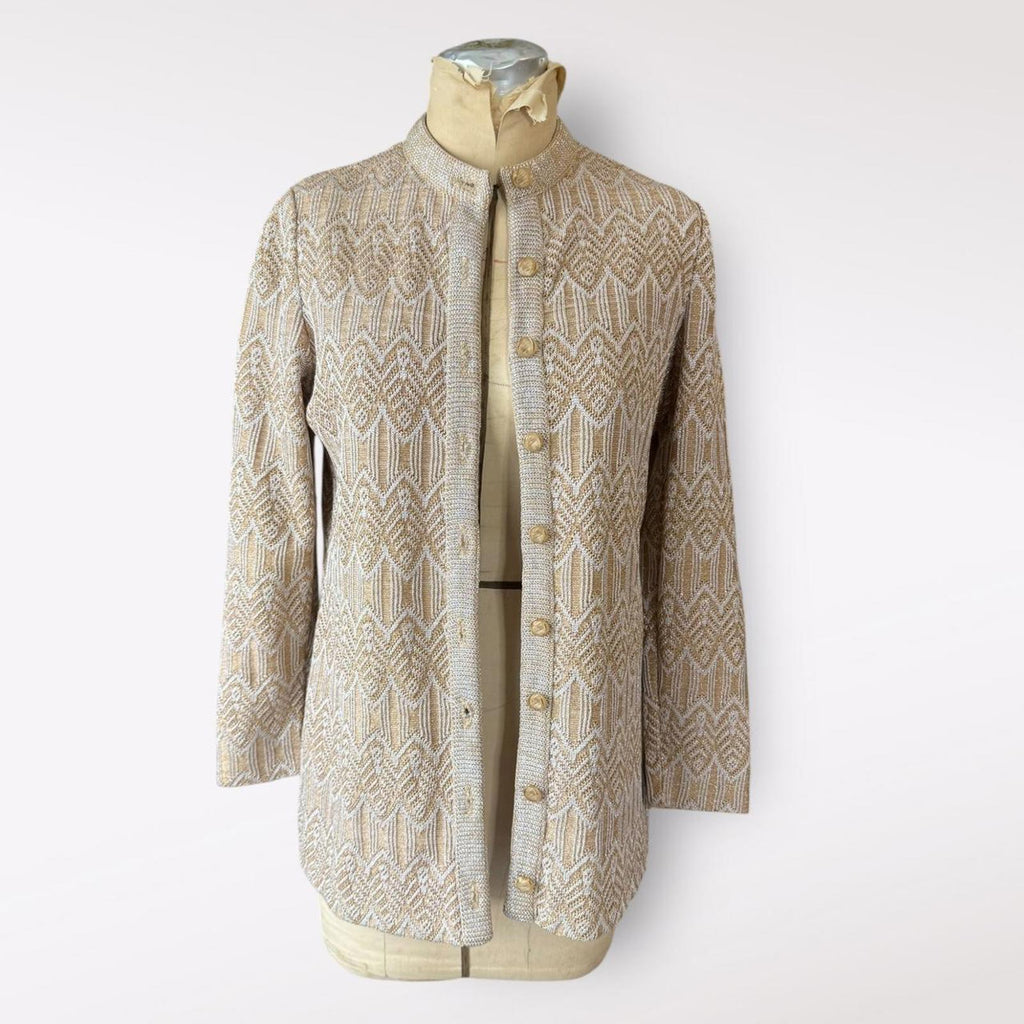 Vintage Beige Knit Button-Up Cardigan Sweater