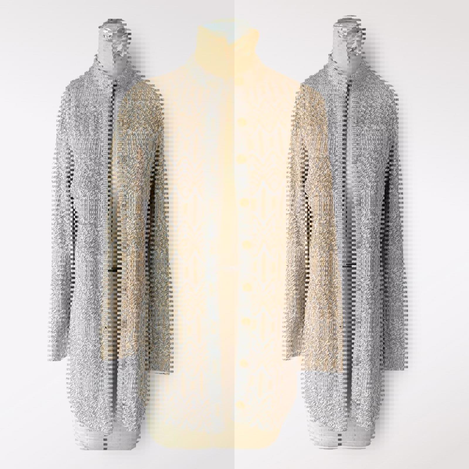 Vintage Beige Knit Button-Up Cardigan Sweater