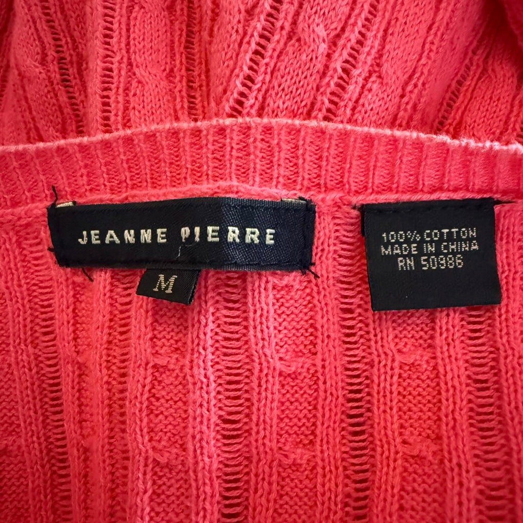 Jeanne Pierre Pink Cotton Cable Knit Cardigan
