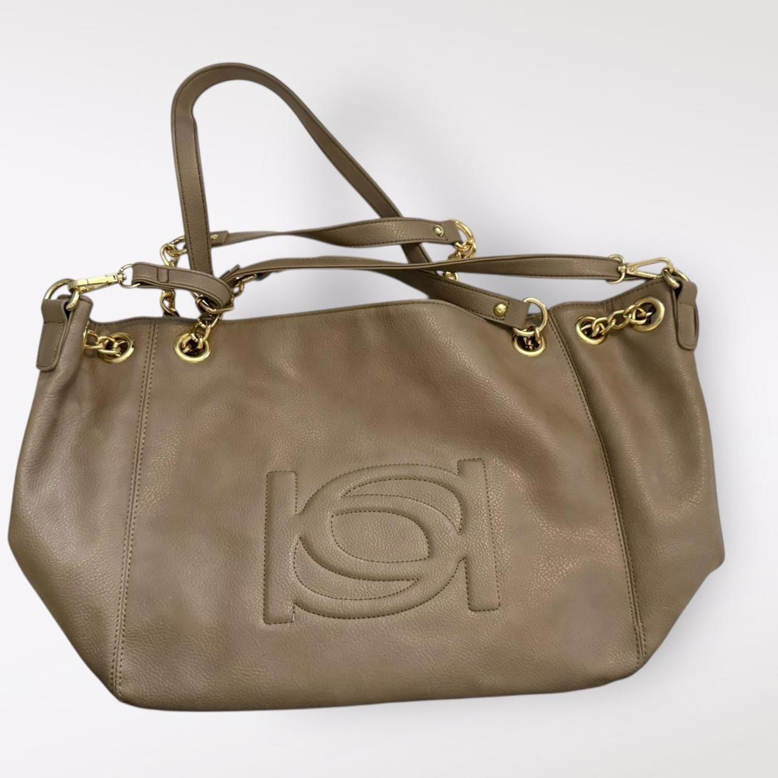 Bebe Tan Leather Shoulder Bag