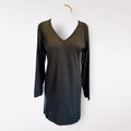 Ghost Black Long Sleeve V-Neck 100% Merino Wool Knit Dress