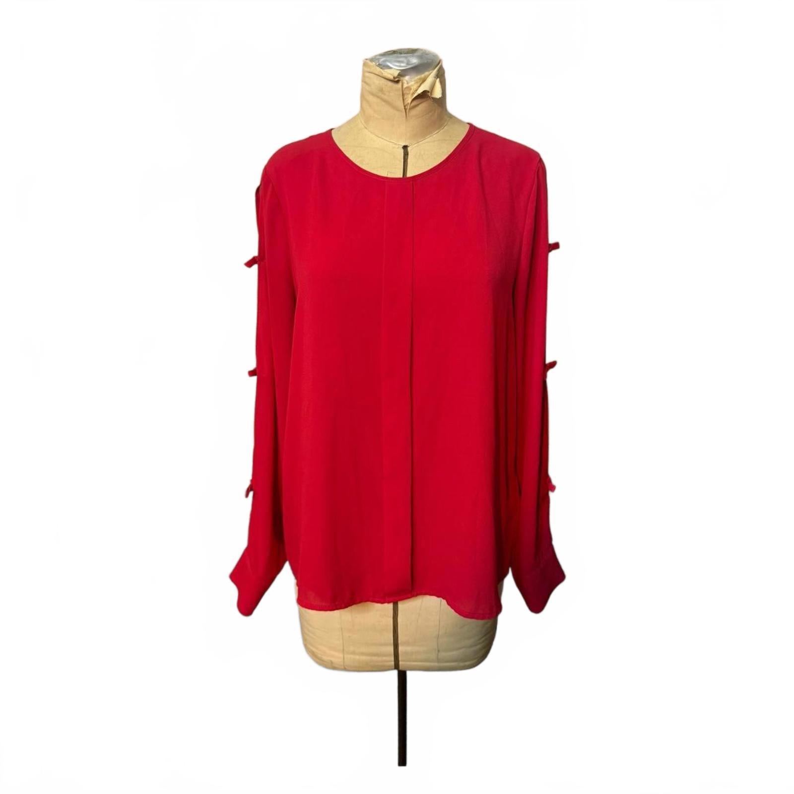 CeCe Red Long Sleeve Blouse Size M