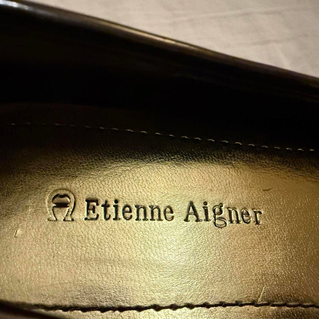 Etienne Aigner Black Suede Loafers with Buckle Detail